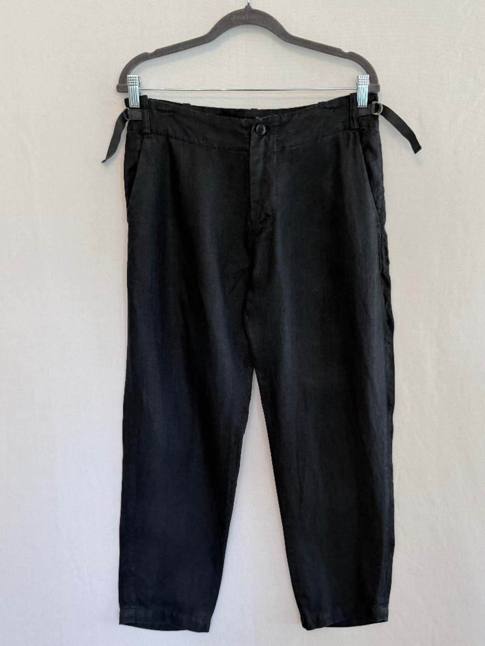 PAS DE CALAIS Women’s Size 38 Weathered Charcoal Gray 100% Linen Tapered Pants